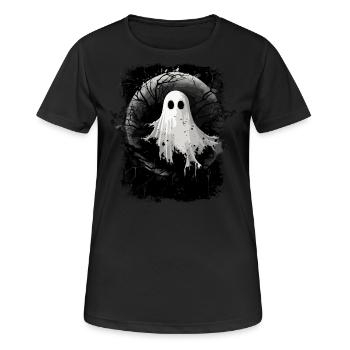 Funny Bed Sheet Ghost - Women's Breathable T-Shirt - black - Front - AI Model Female 172 light (172cm)