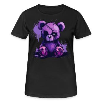 Ours en peluche effrayant mignon - T-shirt respirant Femme - noir - Devant - AI Model Female 172 light (172cm)