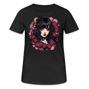 Emo Gothique Fraises Fille - T-shirt respirant Femme - noir - Devant - AI Model Female 172 light (172cm)
