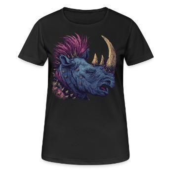 Fantasy Punkrock Nashorn - Frauen T-Shirt atmungsaktiv - Schwarz - Vorne - AI Model Female 172 light (172cm)