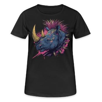 Fantasy Punkrock Nashorn - Frauen T-Shirt atmungsaktiv - Schwarz - Vorne - AI Model Female 172 light (172cm)