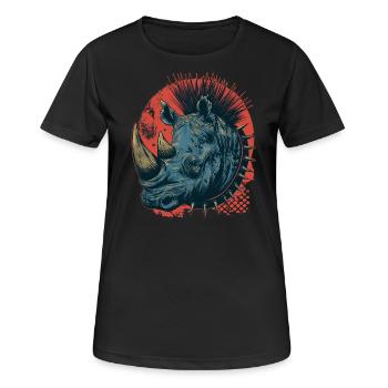 Fantasy Punkrock Nashorn - Frauen T-Shirt atmungsaktiv - Schwarz - Vorne - AI Model Female 172 light (172cm)