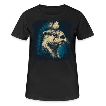 Fischotter Punkrock - Frauen T-Shirt atmungsaktiv - Schwarz - Vorne - AI Model Female 172 light (172cm)