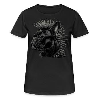 Punkrock Französische Bulldogge - Frauen T-Shirt atmungsaktiv - Schwarz - Vorne - AI Model Female 172 light (172cm)
