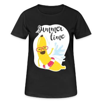 Sommerzeit - Frauen T-Shirt atmungsaktiv - Schwarz - Vorne - AI Model Female 172 light (172cm)