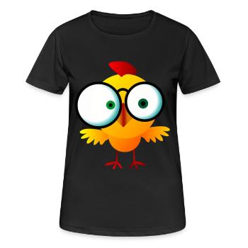 Poussin fou avec des lunettes - T-shirt respirant Femme - noir - Devant - AI Model Female 172 light (172cm)