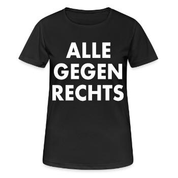 Alle gegen rechts - Frauen T-Shirt atmungsaktiv - Schwarz - Vorne - AI Model Female 172 light (172cm)