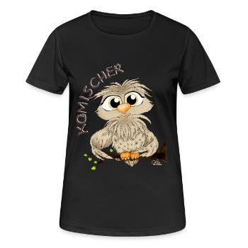 Komischer Kauz - Frauen T-Shirt atmungsaktiv - Schwarz - Vorne - AI Model Female 172 light (172cm)