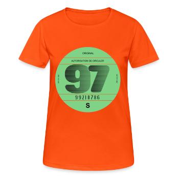 vignette 1997 France rétro vintage voiture - T-shirt respirant Femme - orange néon - Devant - AI Model Female 172 dark (172cm)