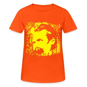 Friedrich Nietzsche - T-shirt respirant Femme - orange néon - Devant - AI Model Female 172 dark (172cm)