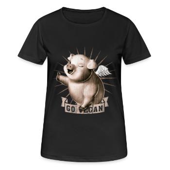 Go Vegan - T-shirt respirant Femme - noir - Devant - AI Model Female 172 light (172cm)