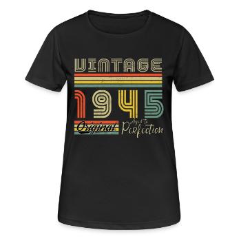 1945 Birthday 1945 Vintage Birthday 1945 - Women's Breathable T-Shirt - black - Front - AI Model Female 172 light (172cm)