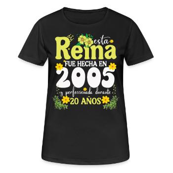 20 Année 2005 Vintage Rétro Cadeau d’anniversaire - T-shirt respirant Femme - noir - Devant - AI Model Female 172 light (172cm)
