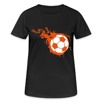 Fußball Flamme Feuerball 302 - Frauen T-Shirt atmungsaktiv - Schwarz - Vorne - AI Model Female 172 light (172cm)