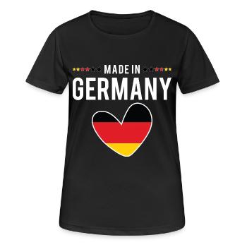 Fabriqué en Allemagne, Cœur drapeau allemand, Hommes Femmes Enfants - T-shirt respirant Femme - noir - Devant - AI Model Female 172 light (172cm)