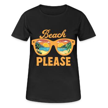 Plage S’il vous plaît Lunettes de soleil avec Mer Plage Heure d’été - T-shirt respirant Femme - noir - Devant - AI Model Female 172 light (172cm)