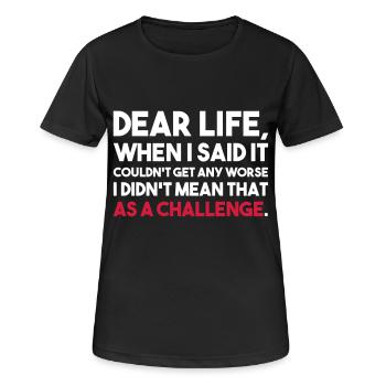 LOVE LIFE QUI N'ÉTAIT PAS UN DÉFI - T-shirt respirant Femme - noir - Devant - AI Model Female 172 light (172cm)