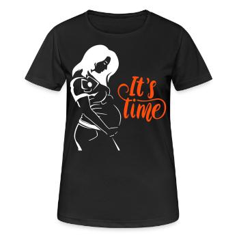 Its Time Es wird Zeit Schwangerschaft Pregnant - Frauen T-Shirt atmungsaktiv - Schwarz - Vorne - AI Model Female 172 light (172cm)