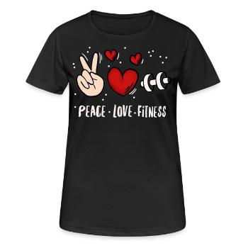 Peace Love Fitness - Women's Breathable T-Shirt - black - Front - AI Model Female 172 light (172cm)