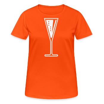 Glass Of Sparkling Wine (Funnel / Closed / White) - Women's Breathable T-Shirt - neon orange - Front - AI Model Female 172 dark (172cm)