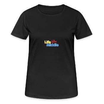 Lebeninthemiddle - Frauen T-Shirt atmungsaktiv - Schwarz - Vorne - AI Model Female 172 light (172cm)