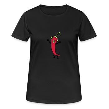 Chili chilli peppers hot funny comics - Women's Breathable T-Shirt - black - Front - AI Model Female 172 light (172cm)