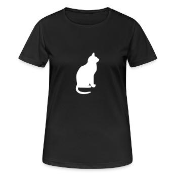 Katzen - Katze sitzend - Frauen T-Shirt atmungsaktiv - Schwarz - Vorne - AI Model Female 172 light (172cm)