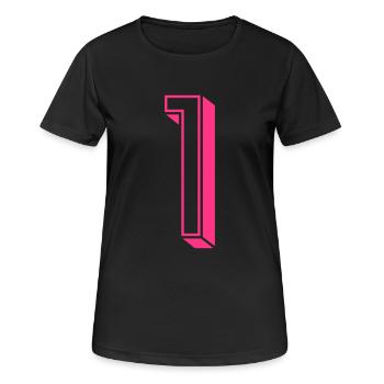 Zahl eins - Nummer 1 pink Mädchen Trikotnummer - Frauen T-Shirt atmungsaktiv - Schwarz - Vorne - AI Model Female 172 light (172cm)