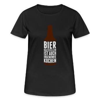 Make cold beer is also somehow Cook - - Women's Breathable T-Shirt - black - Front - AI Model Female 172 light (172cm)