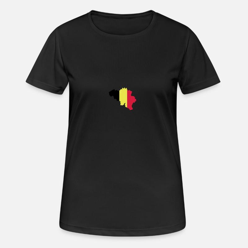 Belgium flag map - Women's Breathable T-Shirt - black