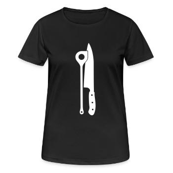 Cuillère en bois et le couteau - T-shirt respirant Femme - noir - Devant - AI Model Female 172 light (172cm)