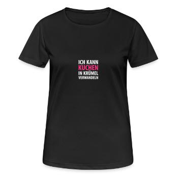 Je peux transformer les gâteaux en miettes magie magique - T-shirt respirant Femme - noir - Devant - AI Model Female 172 light (172cm)