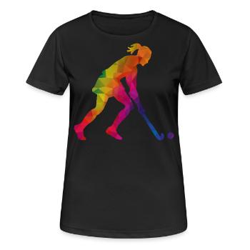 Hockey Frauen Hockeyspielerin Bunt - Frauen T-Shirt atmungsaktiv - Schwarz - Vorne - AI Model Female 172 light (172cm)