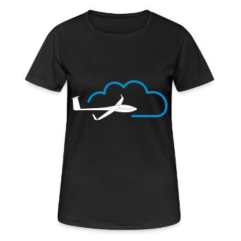 Wolke Segelflieger gleiten Segelflugzeug Pilot - Frauen T-Shirt atmungsaktiv - Schwarz - Vorne - AI Model Female 172 light (172cm)