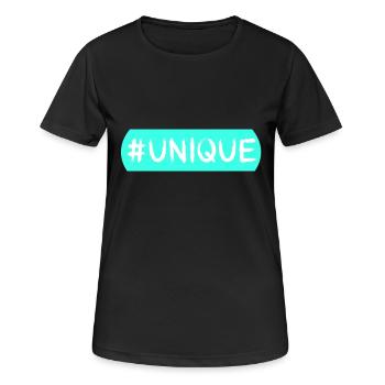 #Unique, Einzigartig, Besonders, Social,Hashtag - Frauen T-Shirt atmungsaktiv - Schwarz - Vorne - AI Model Female 172 light (172cm)