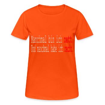 Sarkasmus Ironie Sarkastische Sprüche - Frauen T-Shirt atmungsaktiv - Neonorange - Vorne - AI Model Female 172 dark (172cm)
