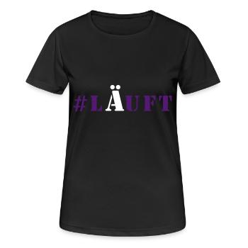# Läuft Party - Frauen T-Shirt atmungsaktiv - Schwarz - Vorne - AI Model Female 172 light (172cm)