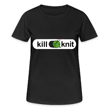 Lustiges Stricken Motiv - killen Stricken on off - Frauen T-Shirt atmungsaktiv - Schwarz - Vorne - AI Model Female 172 light (172cm)
