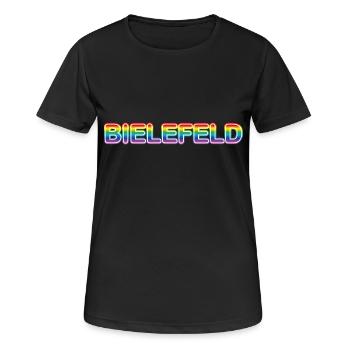Bielefeld LGBT CSD - Frauen T-Shirt atmungsaktiv - Schwarz - Vorne - AI Model Female 172 light (172cm)