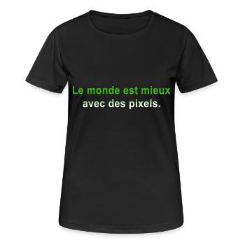 GEEK HUMOR LUSTIGER WITZ - Frauen T-Shirt atmungsaktiv - Schwarz - Vorne - AI Model Female 172 light (172cm)