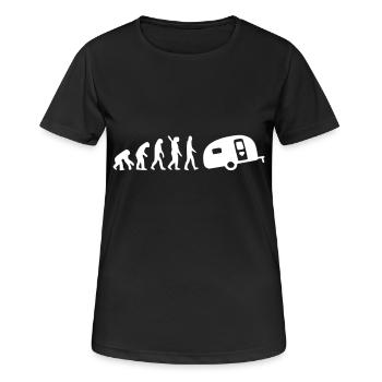 Evolution du camping - T-shirt respirant Femme - noir - Devant - AI Model Female 172 light (172cm)
