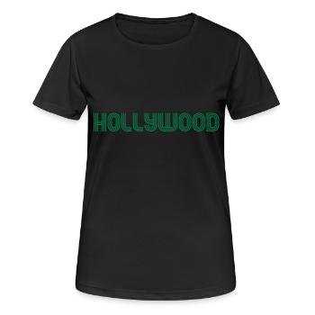 hollywood 70er Schrift Lounge - Frauen T-Shirt atmungsaktiv - Schwarz - Vorne - AI Model Female 172 light (172cm)