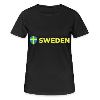 Nationalflagge von Schweden - Frauen T-Shirt atmungsaktiv - Schwarz - Vorne - AI Model Female 172 light (172cm)
