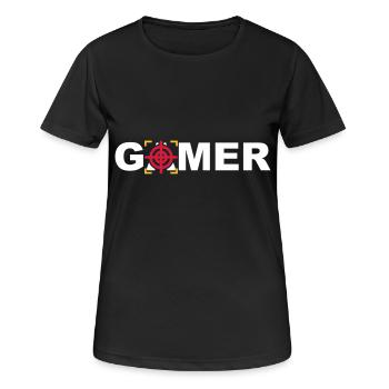 Gamer online PC gaming console% zocker #zocken - Women's Breathable T-Shirt - black - Front - AI Model Female 172 light (172cm)