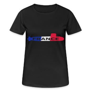 sous marin France - T-shirt respirant Femme - noir - Devant - AI Model Female 172 light (172cm)
