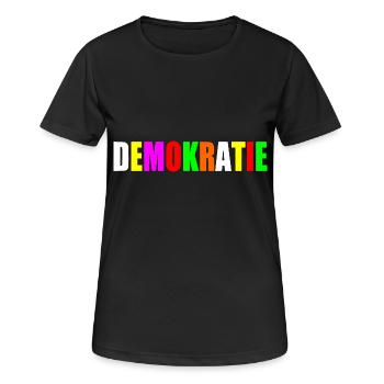 Demokratie - Frauen T-Shirt atmungsaktiv - Schwarz - Vorne - AI Model Female 172 light (172cm)
