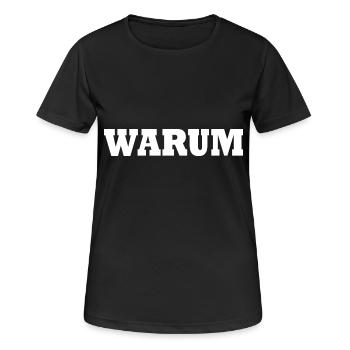 Warum - Frauen T-Shirt atmungsaktiv - Schwarz - Vorne - AI Model Female 172 light (172cm)