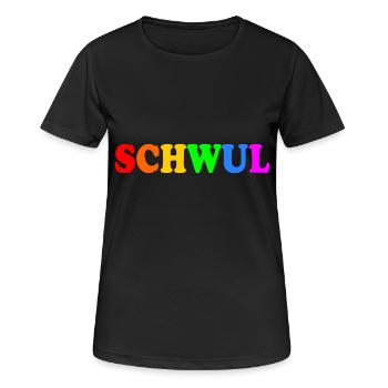 Schwul - Frauen T-Shirt atmungsaktiv - Schwarz - Vorne - AI Model Female 172 light (172cm)