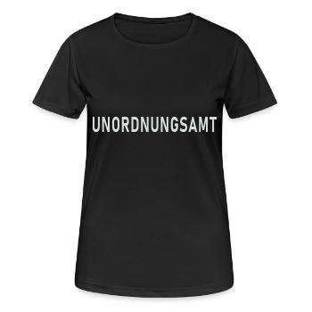 UNORDNUNGSAMT - Frauen T-Shirt atmungsaktiv - Schwarz - Vorne - AI Model Female 172 light (172cm)