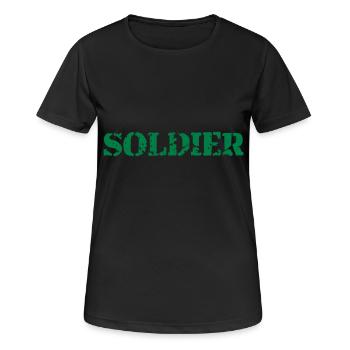 Timbre Soldat Logo Guerre Général Combattant de la Liberté - T-shirt respirant Femme - noir - Devant - AI Model Female 172 light (172cm)